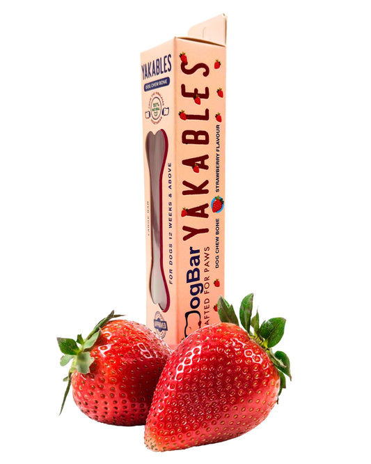 Strawberry Flavor – Medium (60-90g) – DogBar's Yakables | 100% Natural Vegetarian Yak Milk Bone | High Protein & Calcium, Gluten Free, Long Lasting Dental Chew