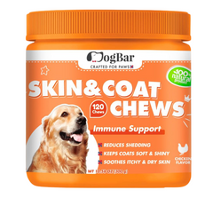 Skin & Coat Chews for Dogs - 120 Soft Chews, Chicken Flavour
