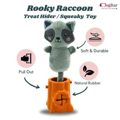 Rooky Raccoon - Plush Toy, Treat Hider, Squeaky Toy for Dogs