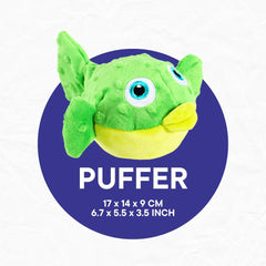 Green Puffer - Squeaky Plush Toy for Dogs | Fish Tank Collection